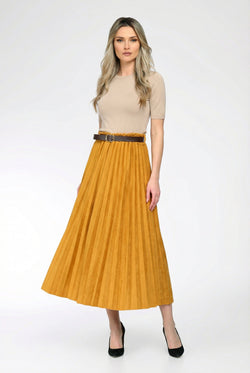 Fustă midi plisată cu curea – Evelina Natalee