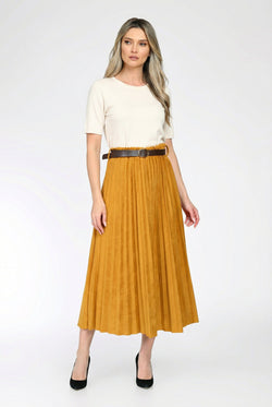 Fustă midi plisată cu curea – Evelina Natalee