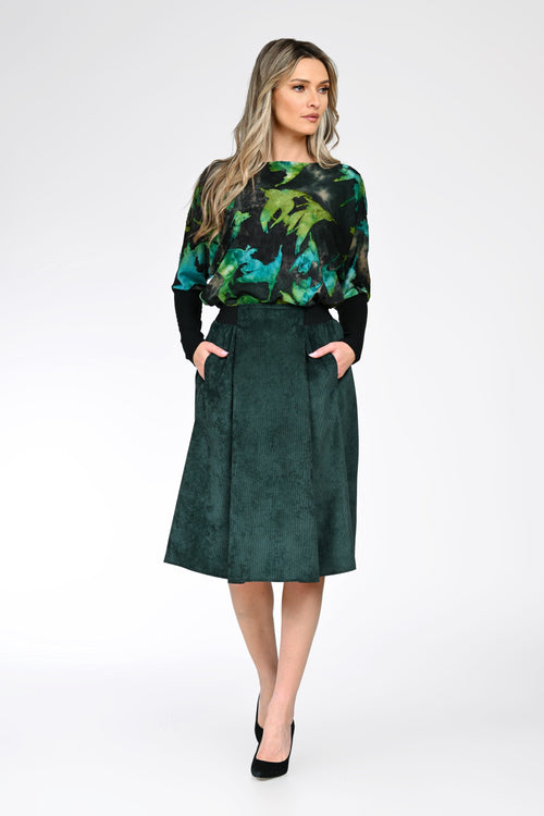 Fustă midi verde dama Bianca Natalee