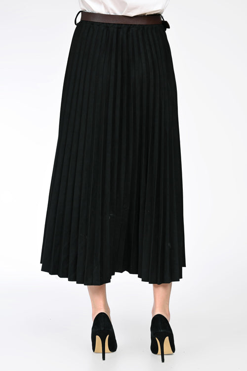 Fustă plisată neagră dama Elena Natalee