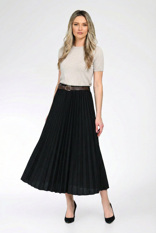 Fustă plisată neagră dama Elena Natalee