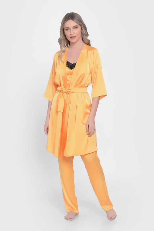 Natalee Fashion Pijamale Dama Halat din satin orange Andrada