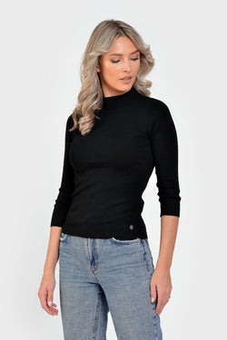 Natalee Fashion Bluză Helanca dama casual negru Anfisa