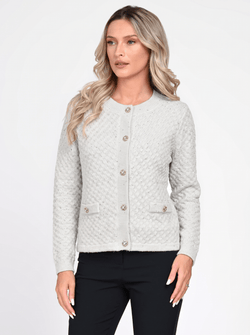 Jachetă damă albă cu inserții de lurex Adelina Natalee