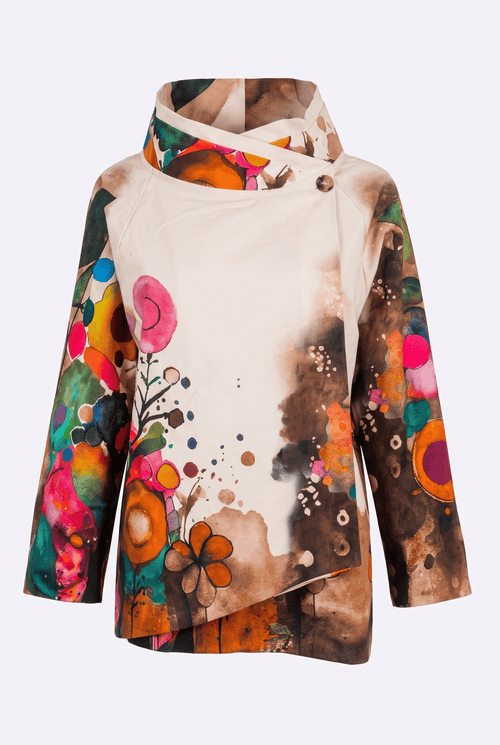 Jachetă damă crem cu imprimeu abstract floral Natalee