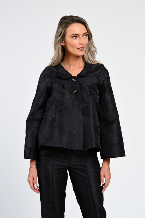 Jachetă damă elegantă neagră cu mâneci largi Natalee