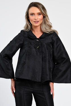 Jachetă damă elegantă neagră cu mâneci largi Natalee