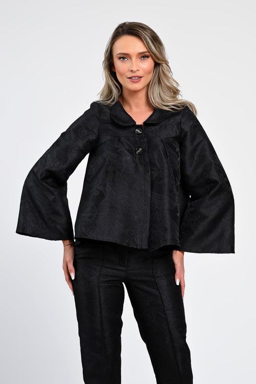 Jachetă damă elegantă neagră cu mâneci largi Natalee