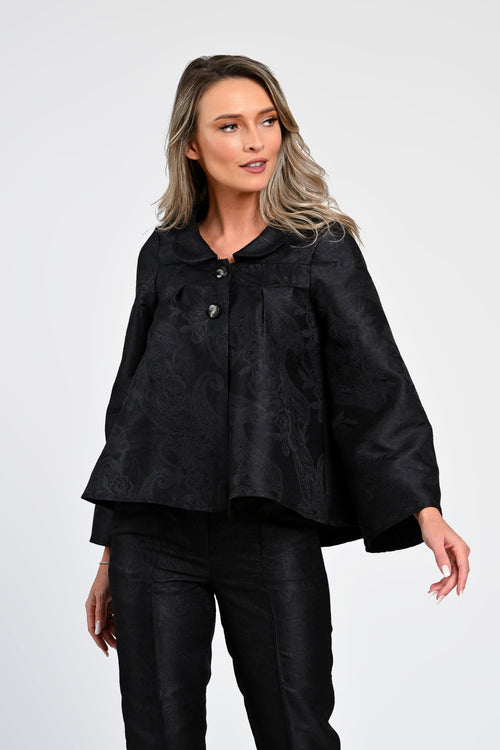 Jachetă damă elegantă neagră cu mâneci largi Natalee