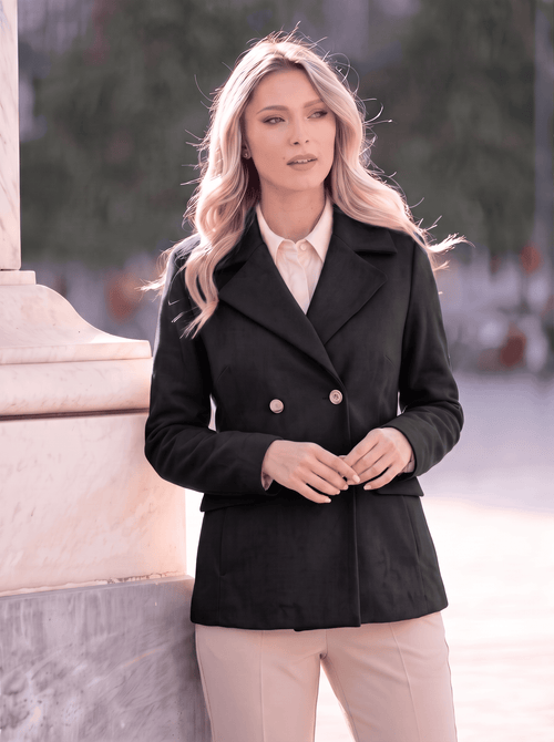 Jachetă damă neagră cu nasturi aurii Dalia Natalee