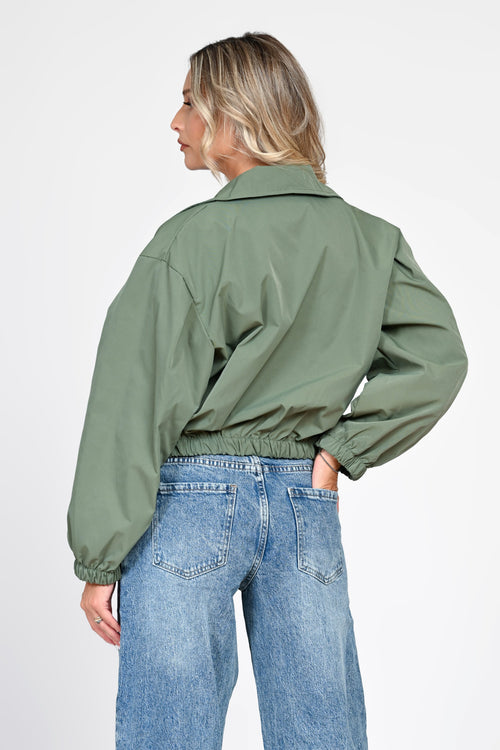 Jachetă damă scurtă verde olive Carina Natalee