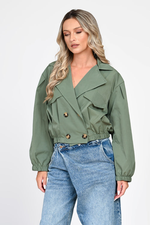 Jachetă damă scurtă verde olive Carina Natalee