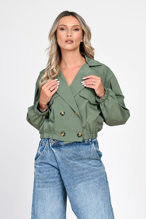 Jachetă damă scurtă verde olive Carina Natalee