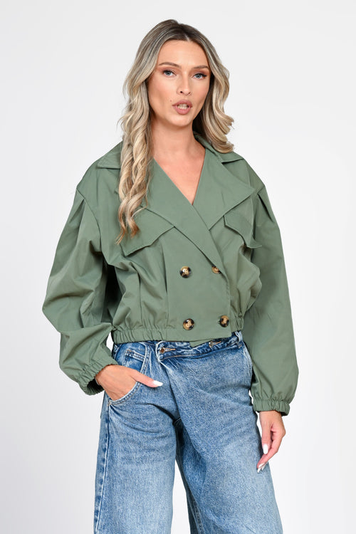 Jachetă damă scurtă verde olive Carina Natalee