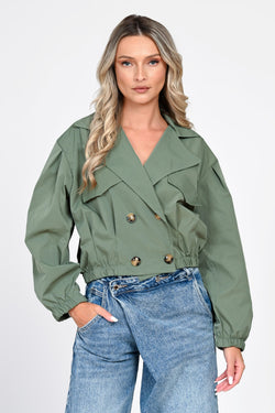 Jachetă damă scurtă verde olive Carina Natalee
