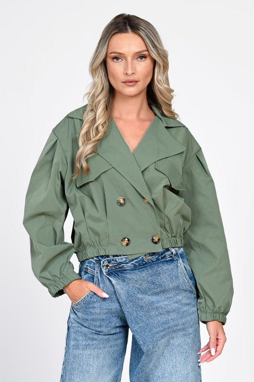 Jachetă damă scurtă verde olive Carina Natalee
