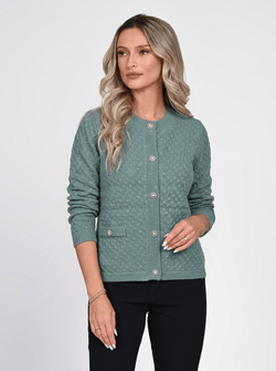 Jachetă damă verde cu inserții de lurex Adelina Natalee