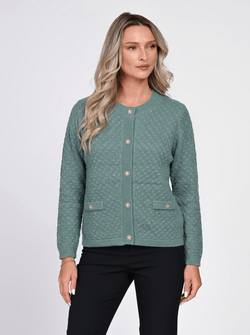 Jachetă damă verde cu inserții de lurex Adelina Natalee