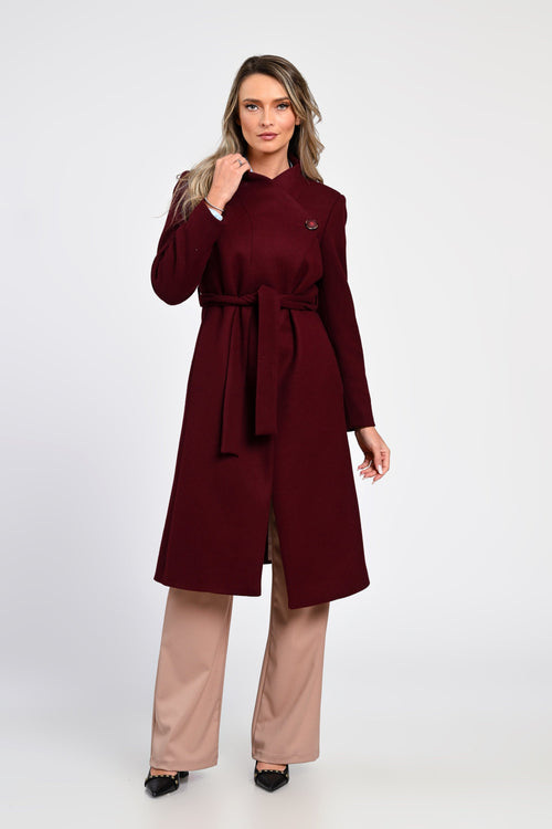 Palton damă bordo elegant Iris Eranthe