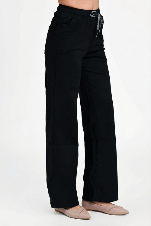Pantaloni damă casual negri tip blug subțire elastic Alessia Natalee Fashion