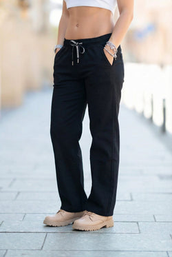 Pantaloni damă casual negri tip blug subțire elastic Alessia Natalee Fashion