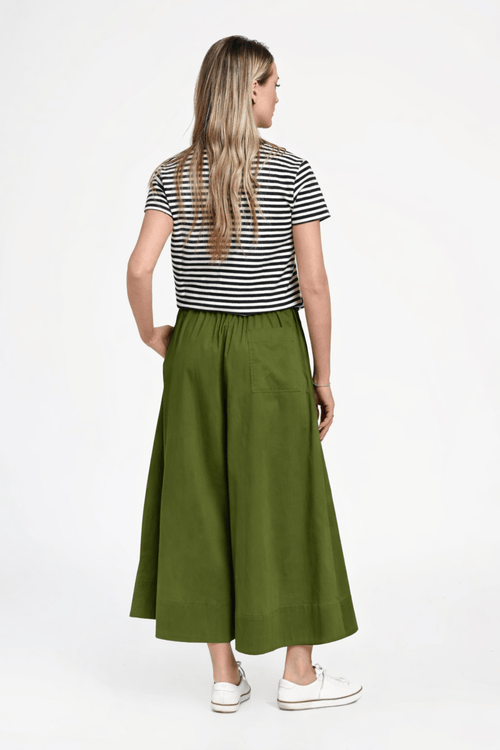 Pantaloni Eranthe tip culottes kaki Eranthe