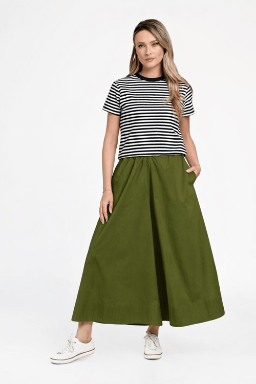Pantaloni Eranthe tip culottes kaki Eranthe