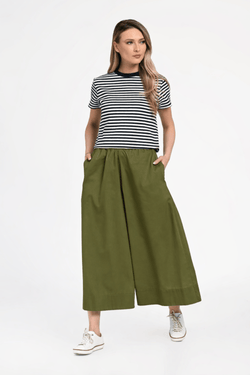 Pantaloni Eranthe tip culottes kaki Eranthe