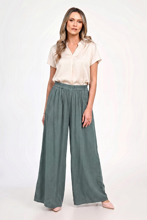 Pantaloni palazzo damă cu talie elastică Daria M / vernil Natalee