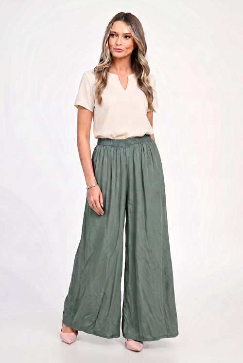 Pantaloni palazzo damă cu talie elastică Daria S / vernil Natalee