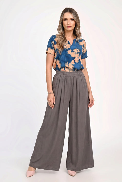 Pantaloni palazzo damă cu talie elastică Mara Natalee