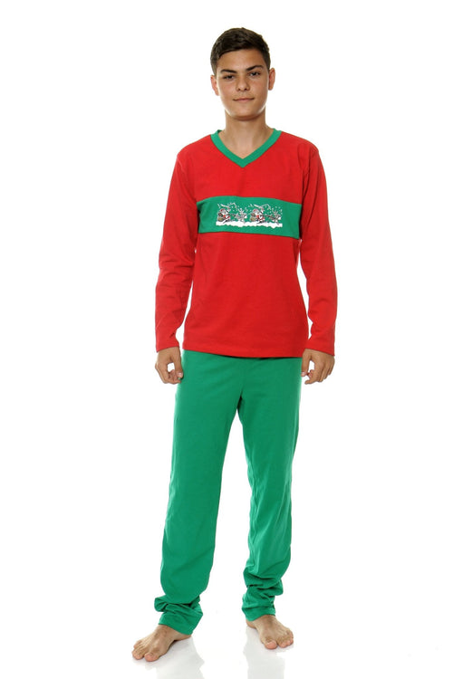Natalee Fashion Pijamale barbati Pijama barbati verde & rosu sania lui Mos Craciun