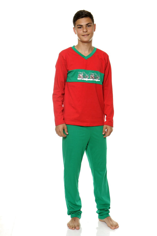 Natalee Fashion Pijamale barbati Pijama barbati verde & rosu sania lui Mos Craciun