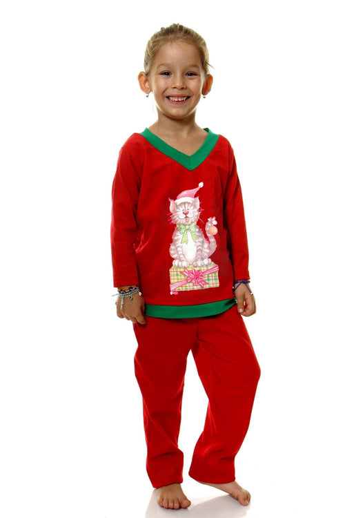 Natalee Fashion Pijamale Copii Pijama copii rosie pisicuta lui Mos Craciun