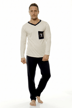 Pijama crem barbati Natalee Fashion