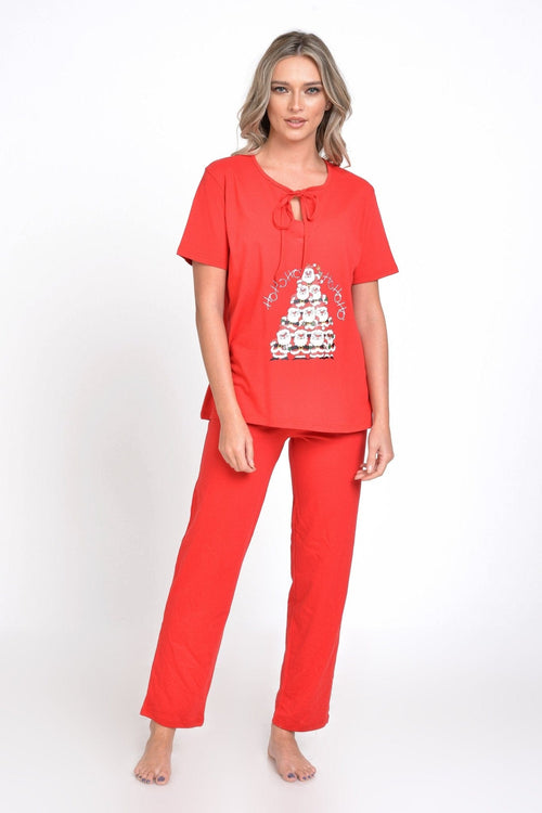 Natalee Fashion Pijamale Dama Pijama dama Craciun rosie piramida lui Mos Craciun