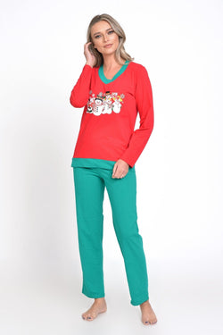 Natalee Fashion Pijamale Dama Pijama dama Craciun rosu & verde oameni de zapada