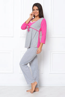 Natalee Fashion Pijamale Dama Pijama gri & roz tip bolero