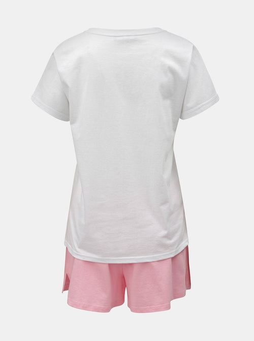 Natalee Fashion Pijamale Dama Pijama scurta roz & alb
