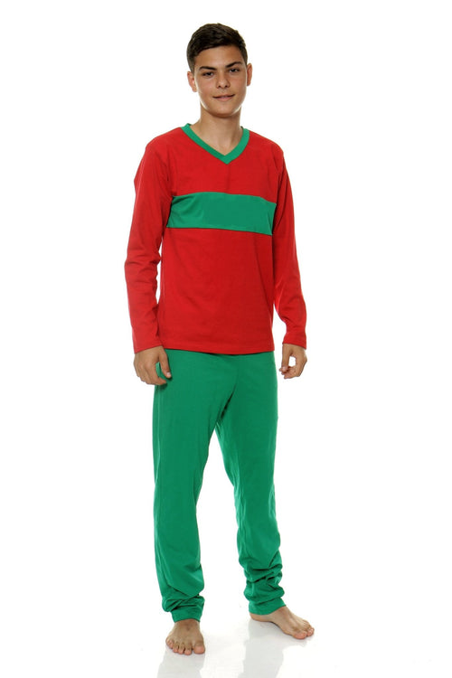Natalee Fashion Pijamale barbati Pijama verde cu rosu barbati