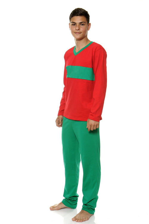 Natalee Fashion Pijamale barbati Pijama verde cu rosu barbati