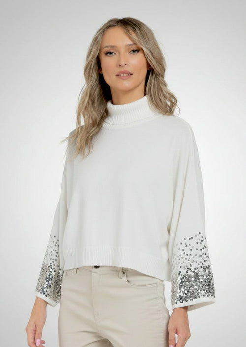Pulover dama alb Adelina Natalee