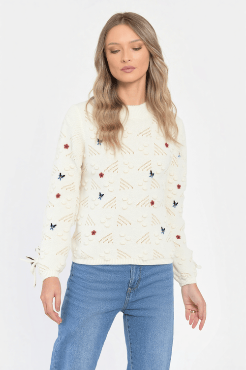 Pulover dama crem Sabina Natalee