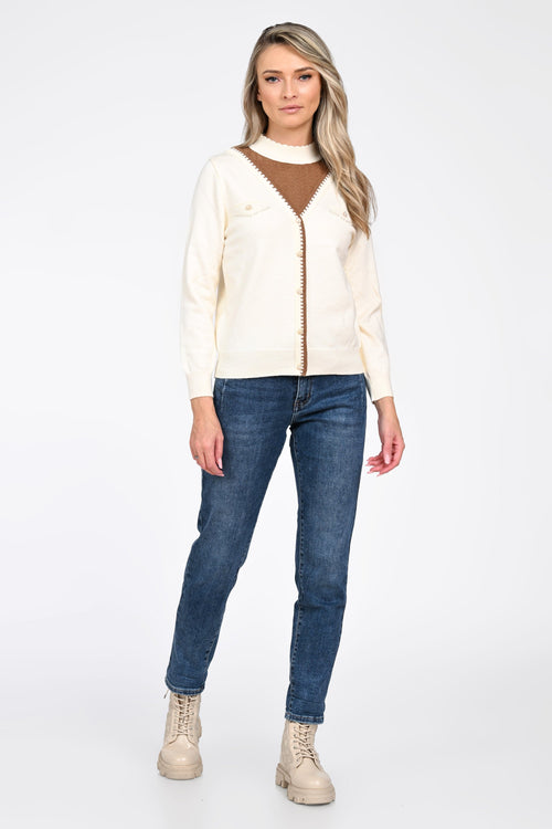 Puloverul dama crem Ilinca Natalee Fashion