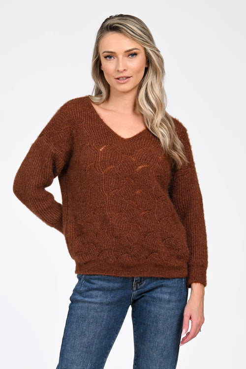 Puloverul damă maro Eveline Natalee Fashion