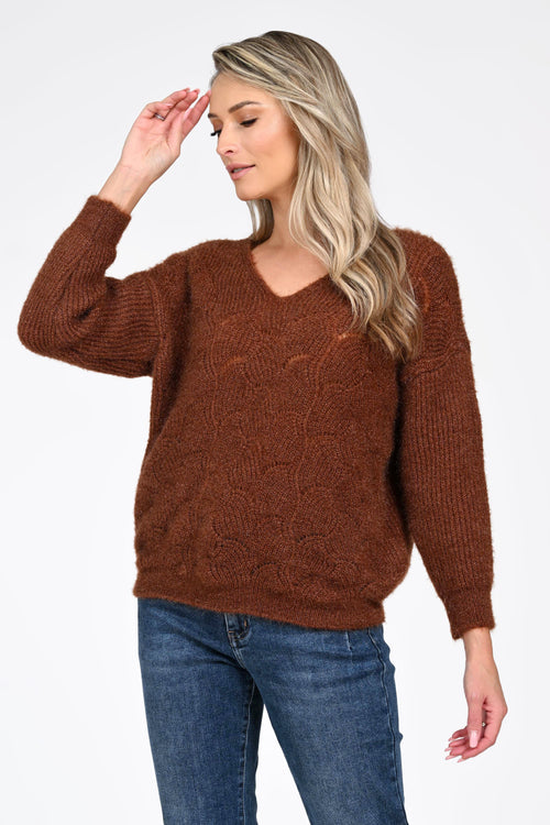 Puloverul damă maro Eveline Natalee Fashion