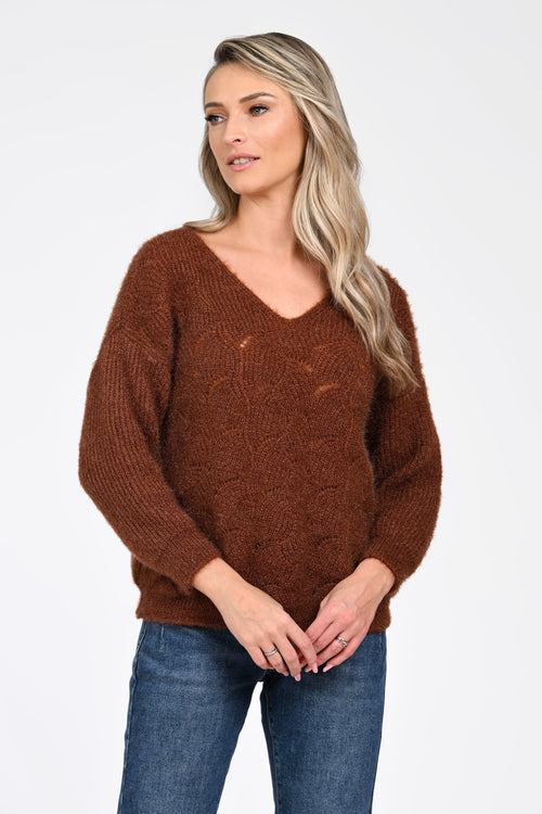 Puloverul damă maro Eveline Natalee Fashion