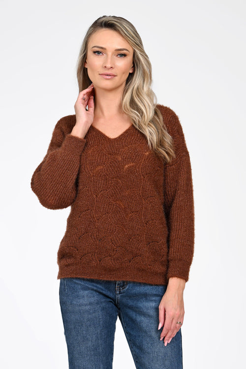 Puloverul damă maro Eveline Natalee Fashion