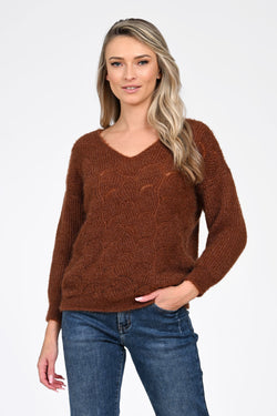 Puloverul damă maro Eveline Natalee Fashion