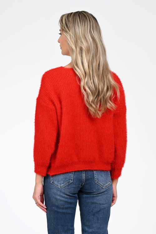 Puloverul dama rosu Karina Natalee Fashion